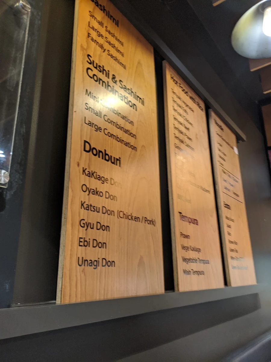 Menu, Tenka Sushi