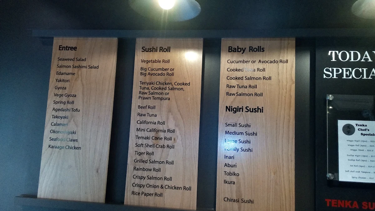Menu, Tenka Sushi