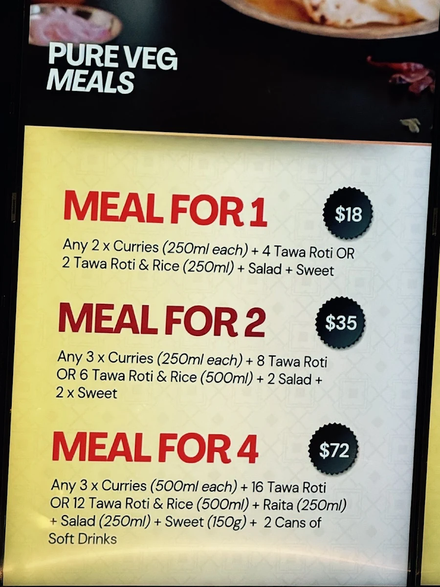 Menu, Daadi's Kitchen Parramatta