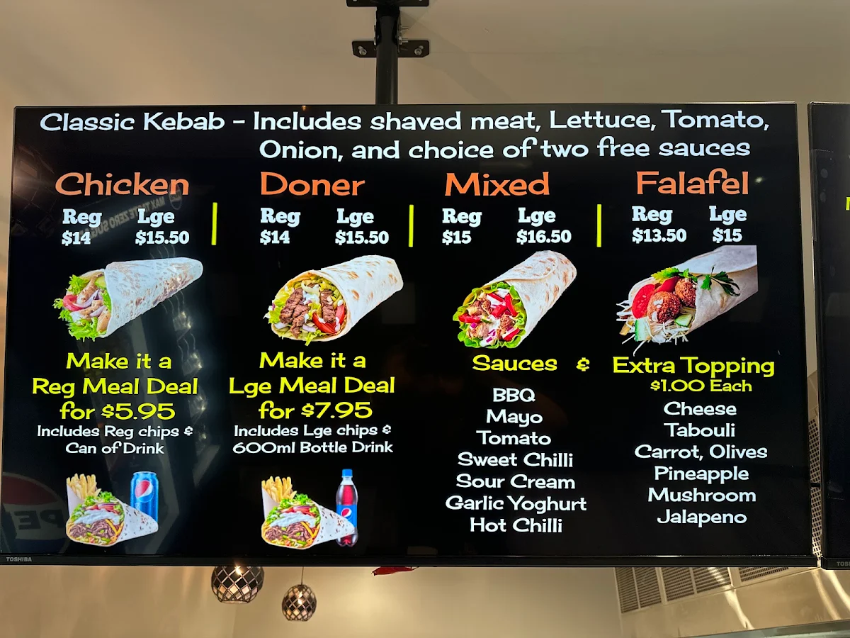 Menu, Southside Kebabs & Carvery