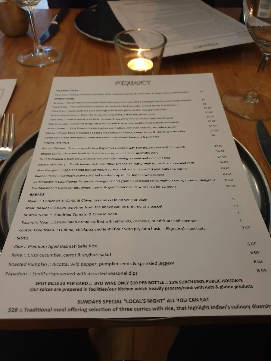 Menu, Piquancy