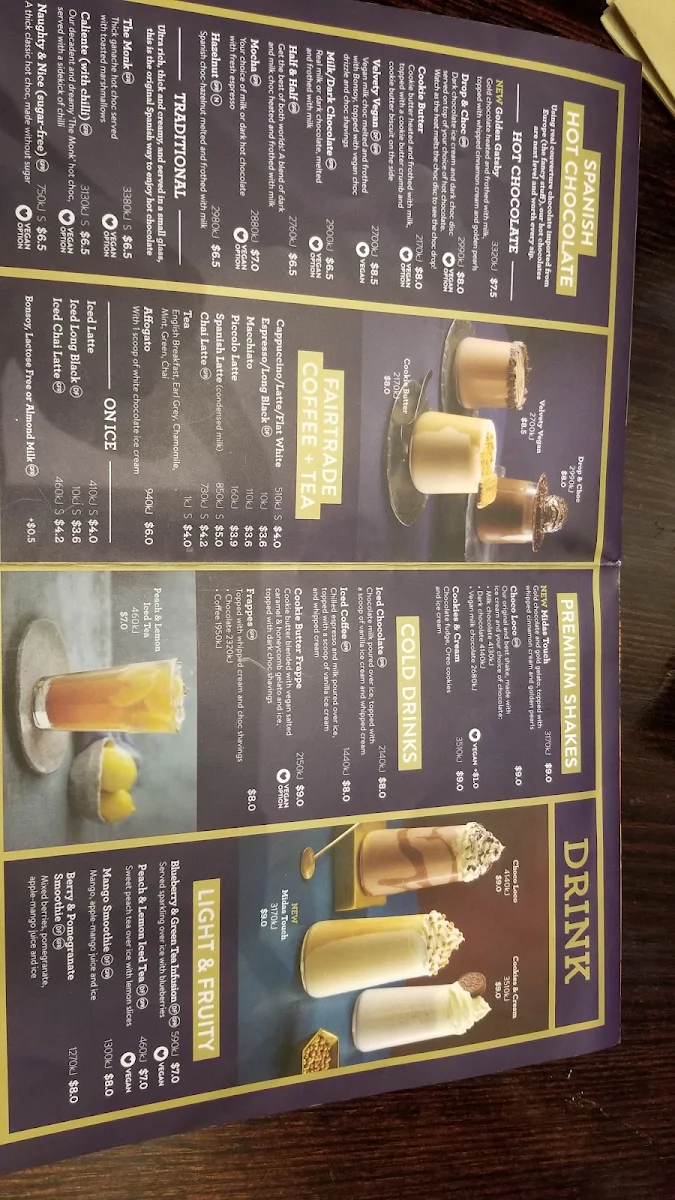 Menu, San Churro Joondalup