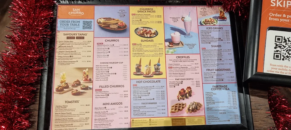 Menu, San Churro Joondalup