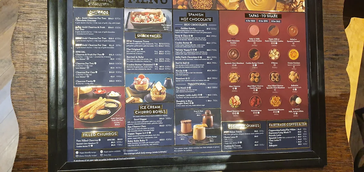 Menu, San Churro Joondalup