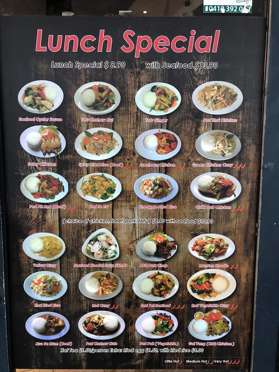Menu, Yum Yum Thai