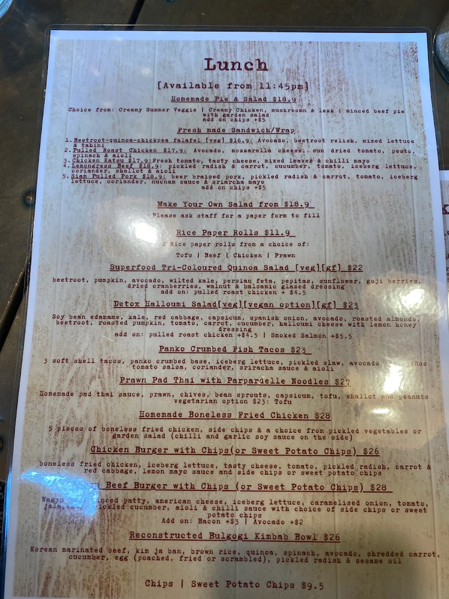 Menu, Blacksmith