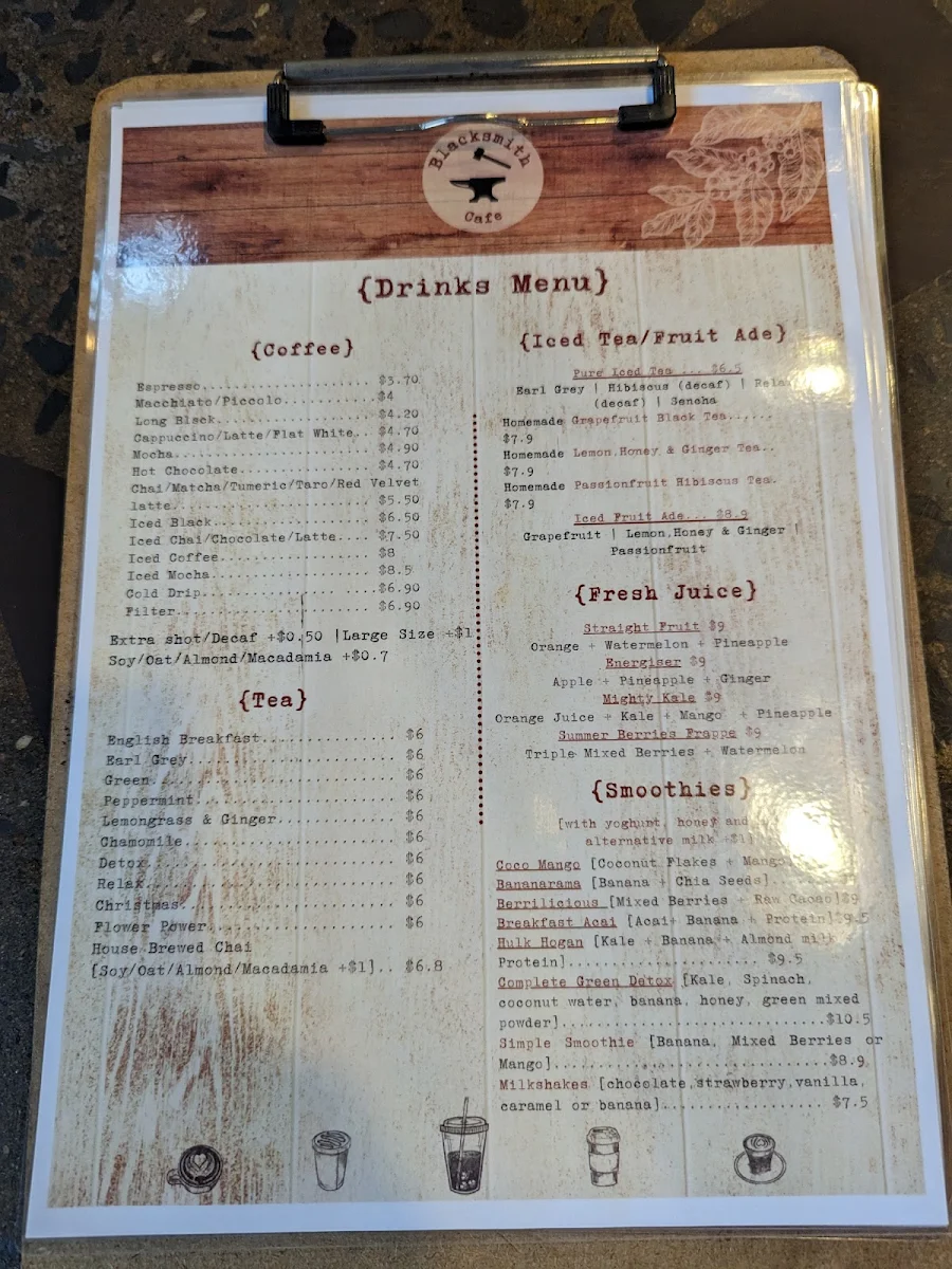 Menu, Blacksmith