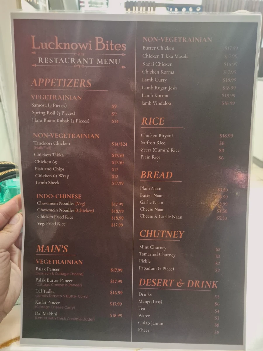 Menu, Lucknowi Bites North Indian Restaurant