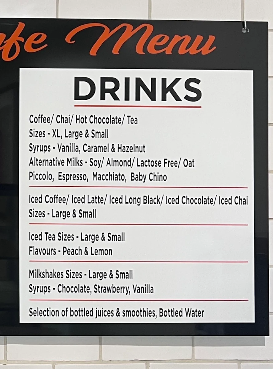 Menu, Brilliant Street Cafe