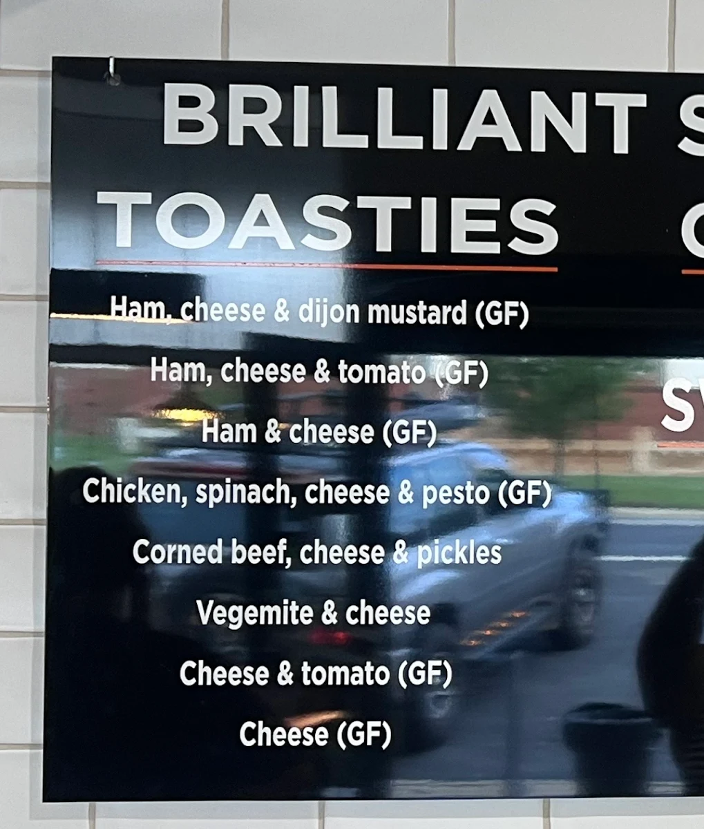 Menu, Brilliant Street Cafe