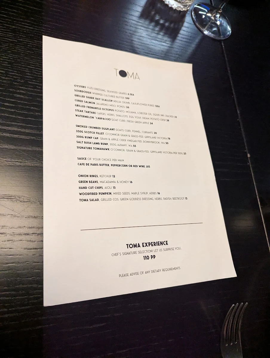 Menu, Pirate Life Perth