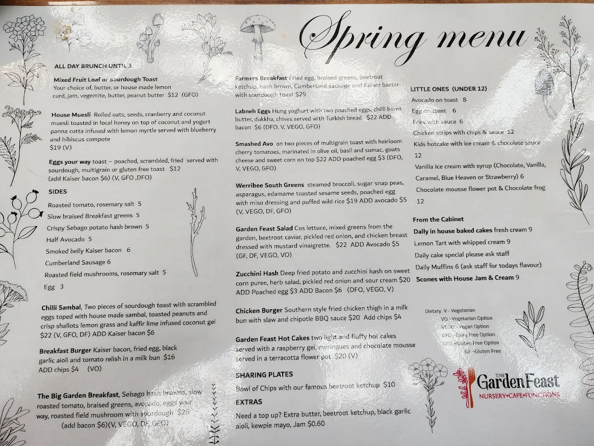 Menu, The Feasting Shed