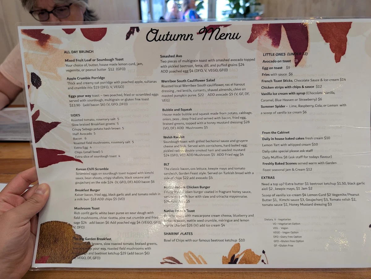 Menu, The Feasting Shed