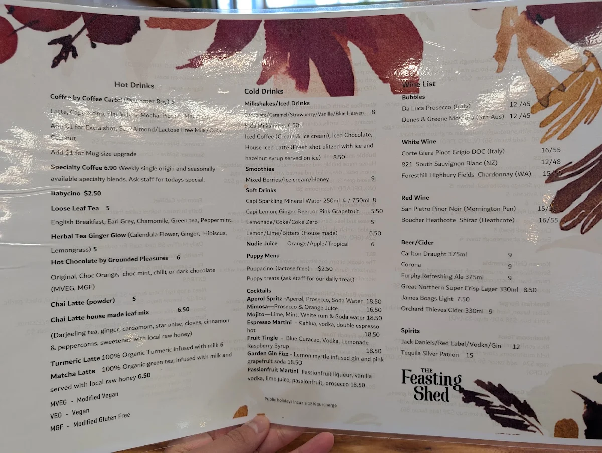Menu, The Feasting Shed