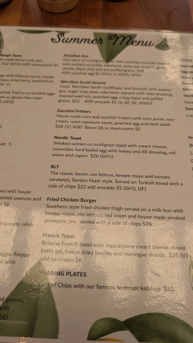 Menu, The Feasting Shed