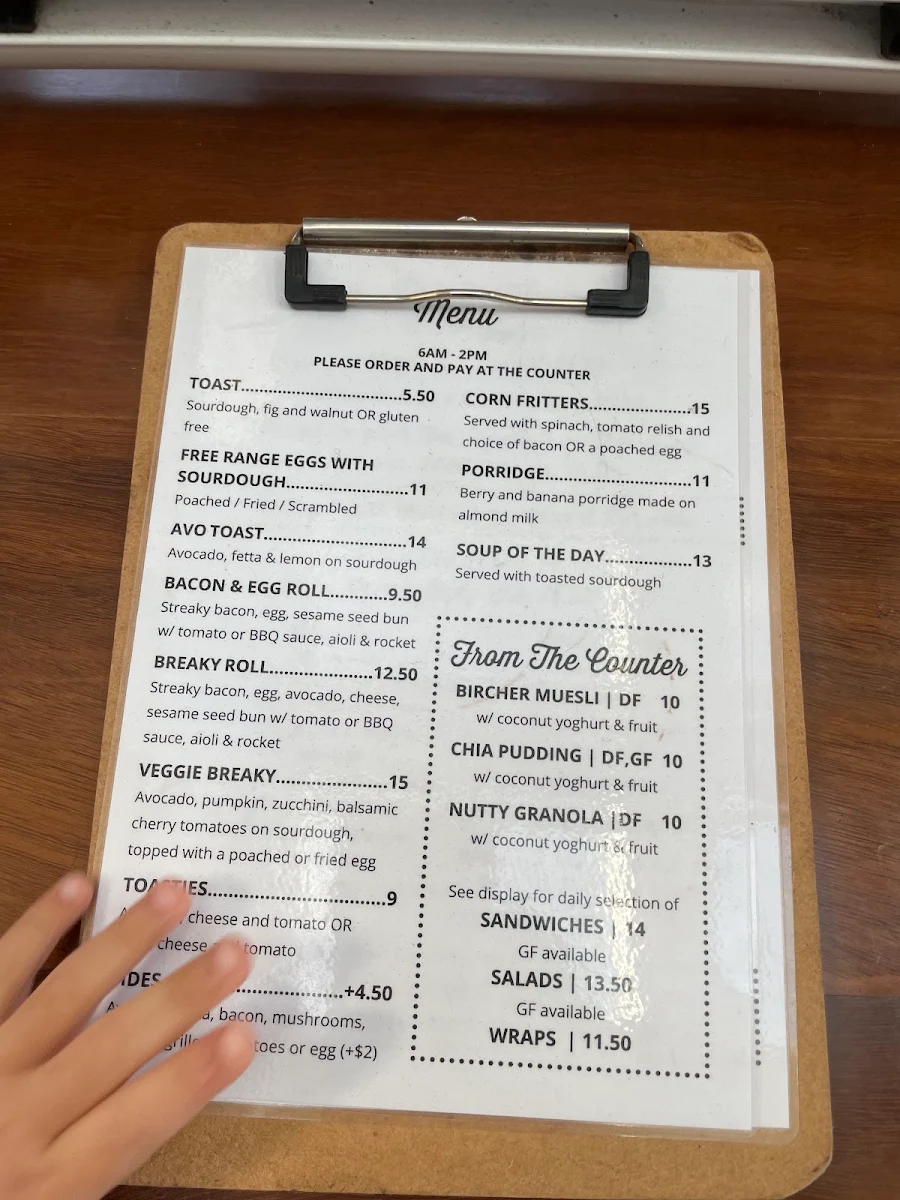 Menu, Hideout Dee Why Cafe