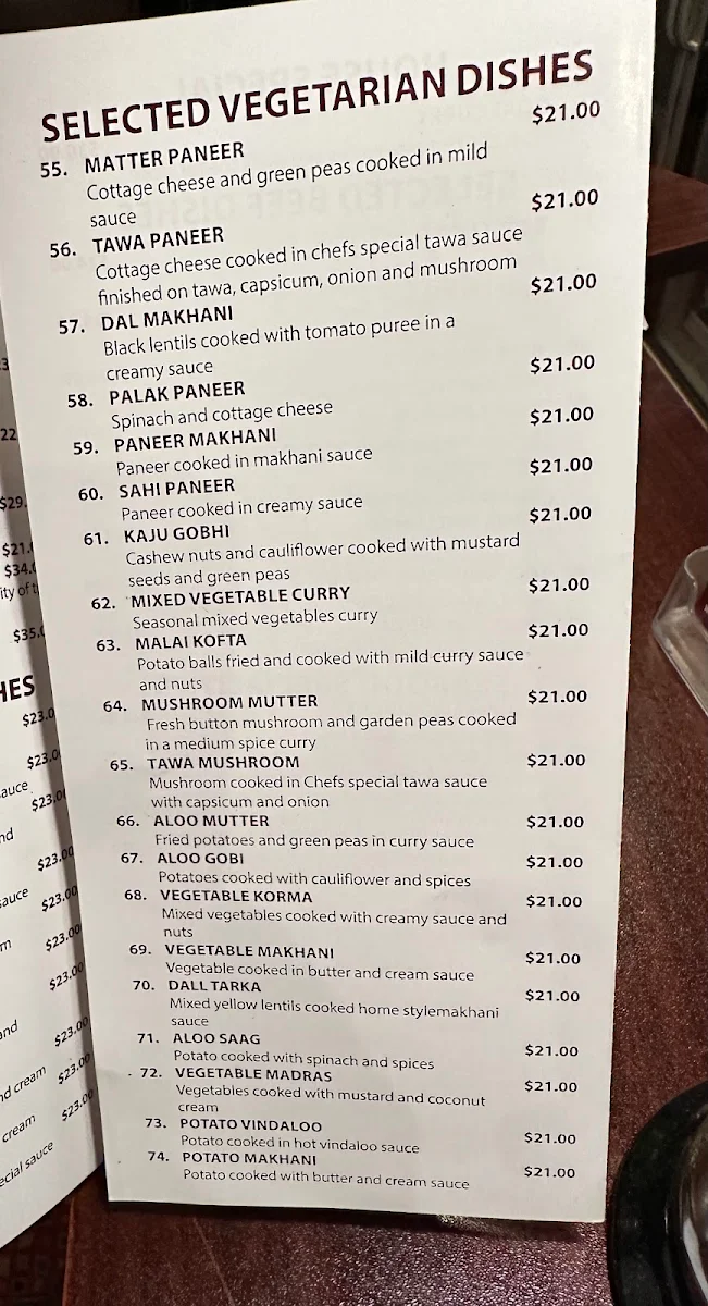 Menu, Grand Guru Indian Restaurant