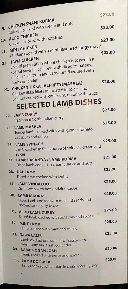 Menu, Grand Guru Indian Restaurant