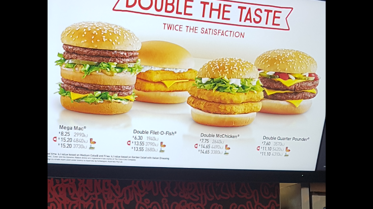 Menu, McDonald's Pacific Fair
