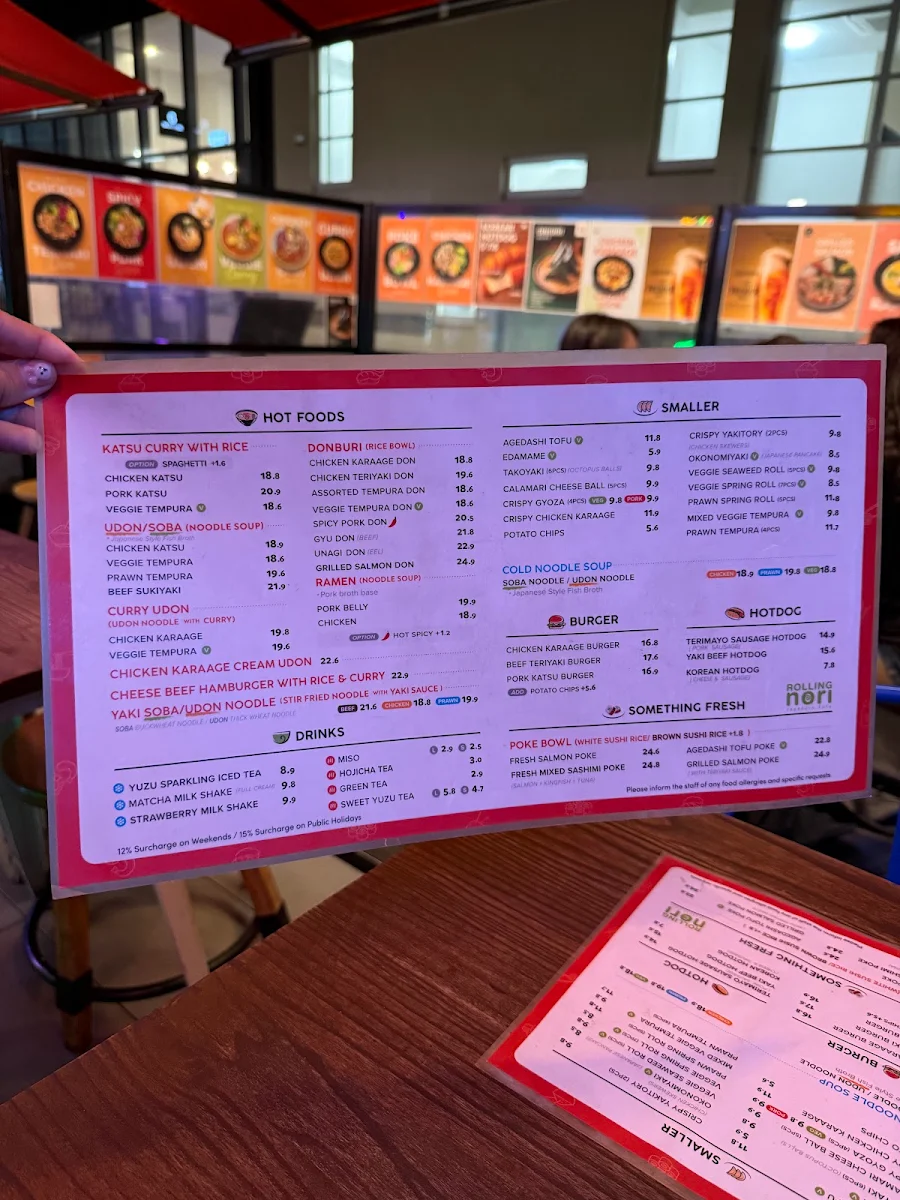Menu, Rolling Nori Japanese Cafe