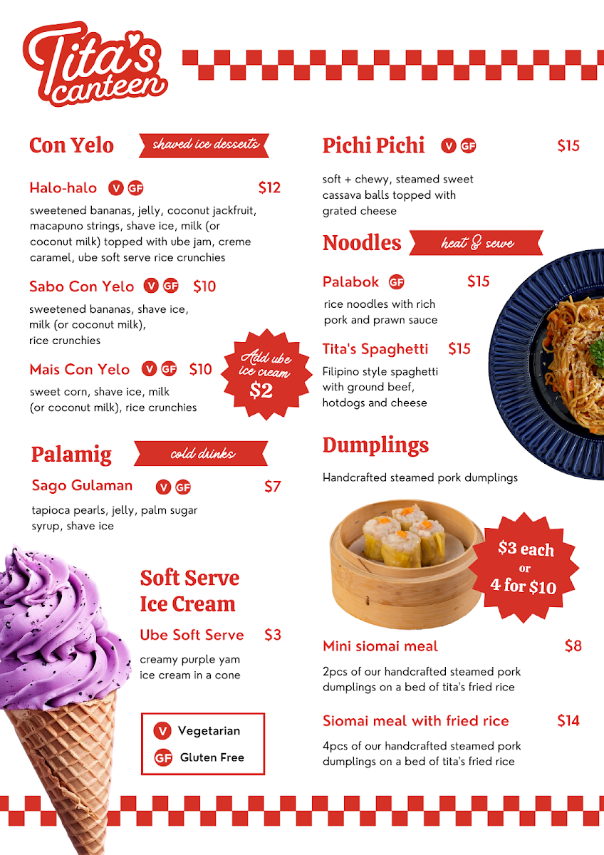 Menu, Tita's Canteen