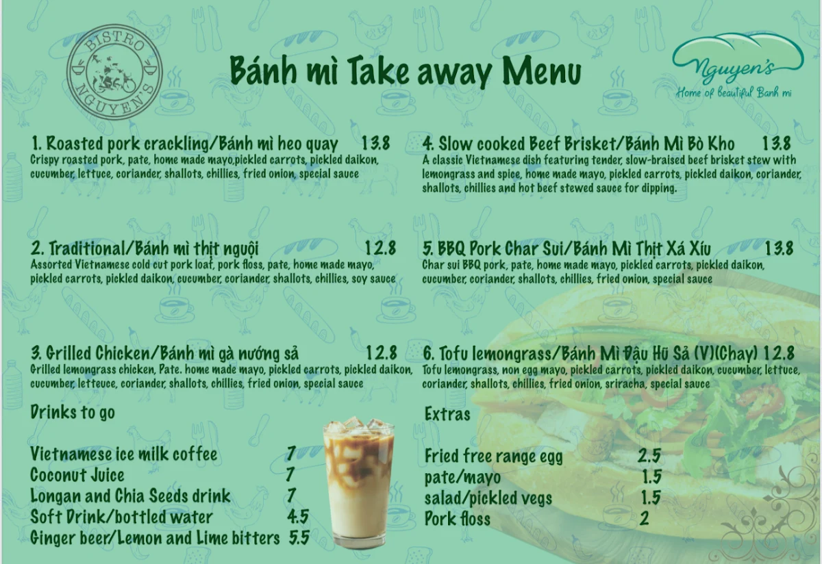 Menu, Banh Mi Nguyen's