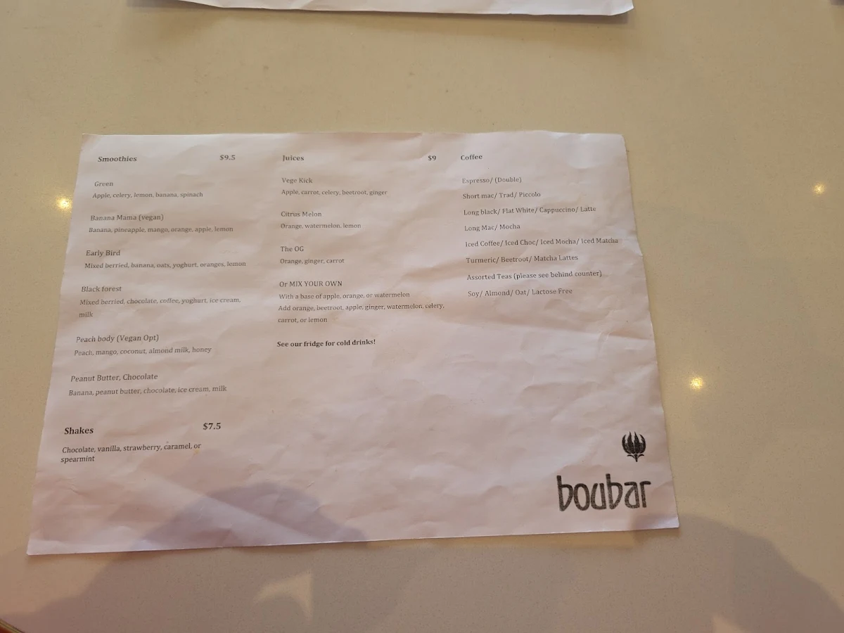 Menu, Boubar