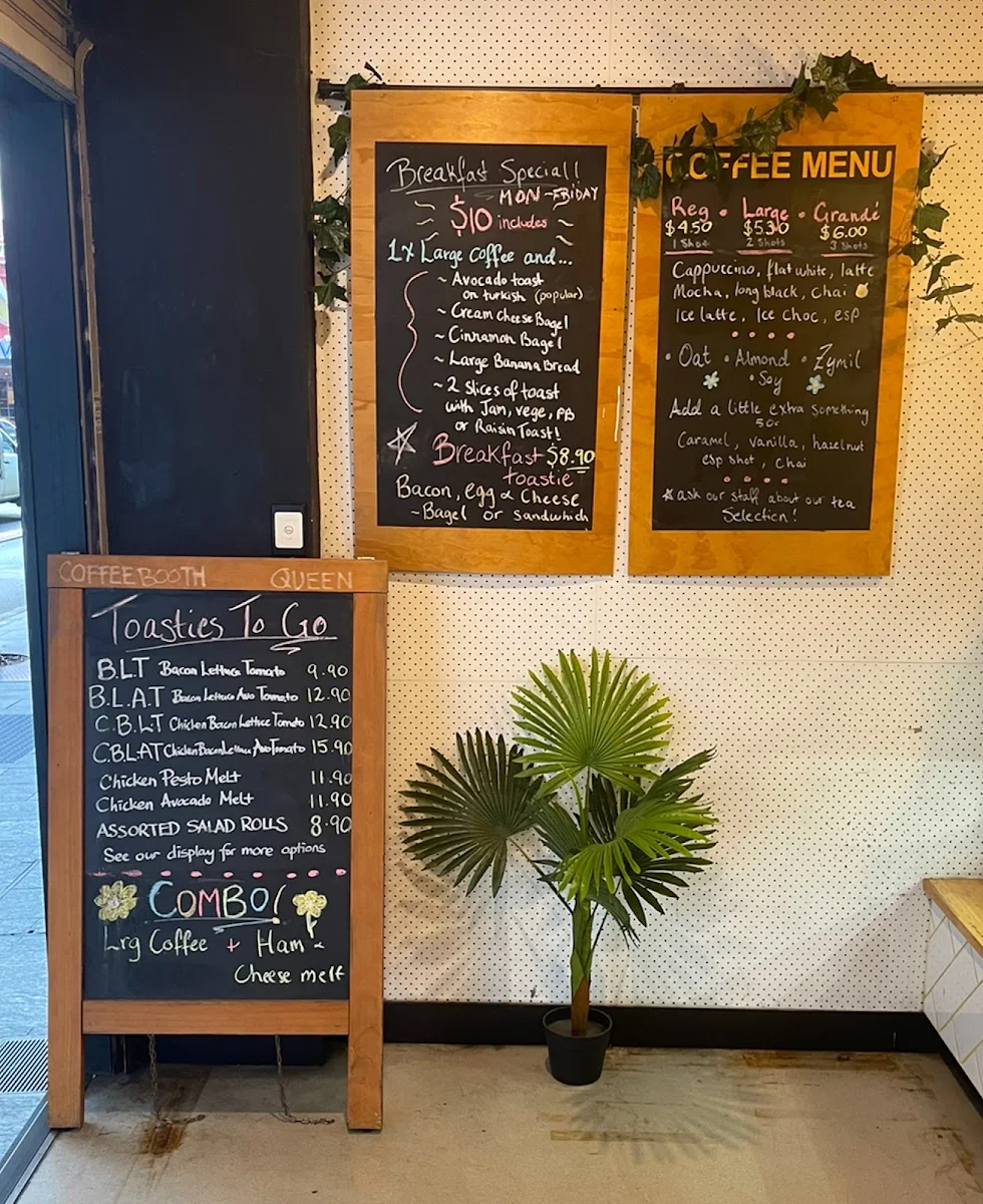 Menu, Coffee Booth