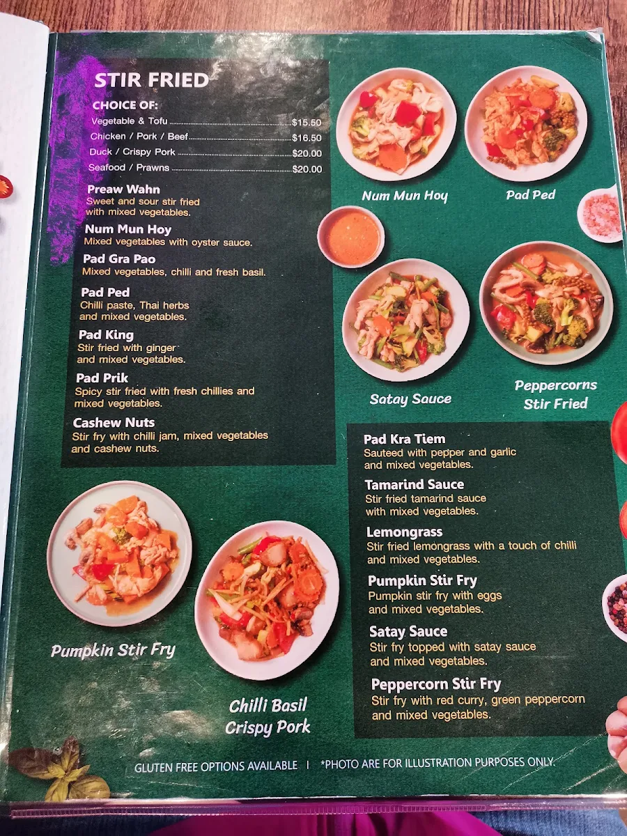 Menu, Urban Thai