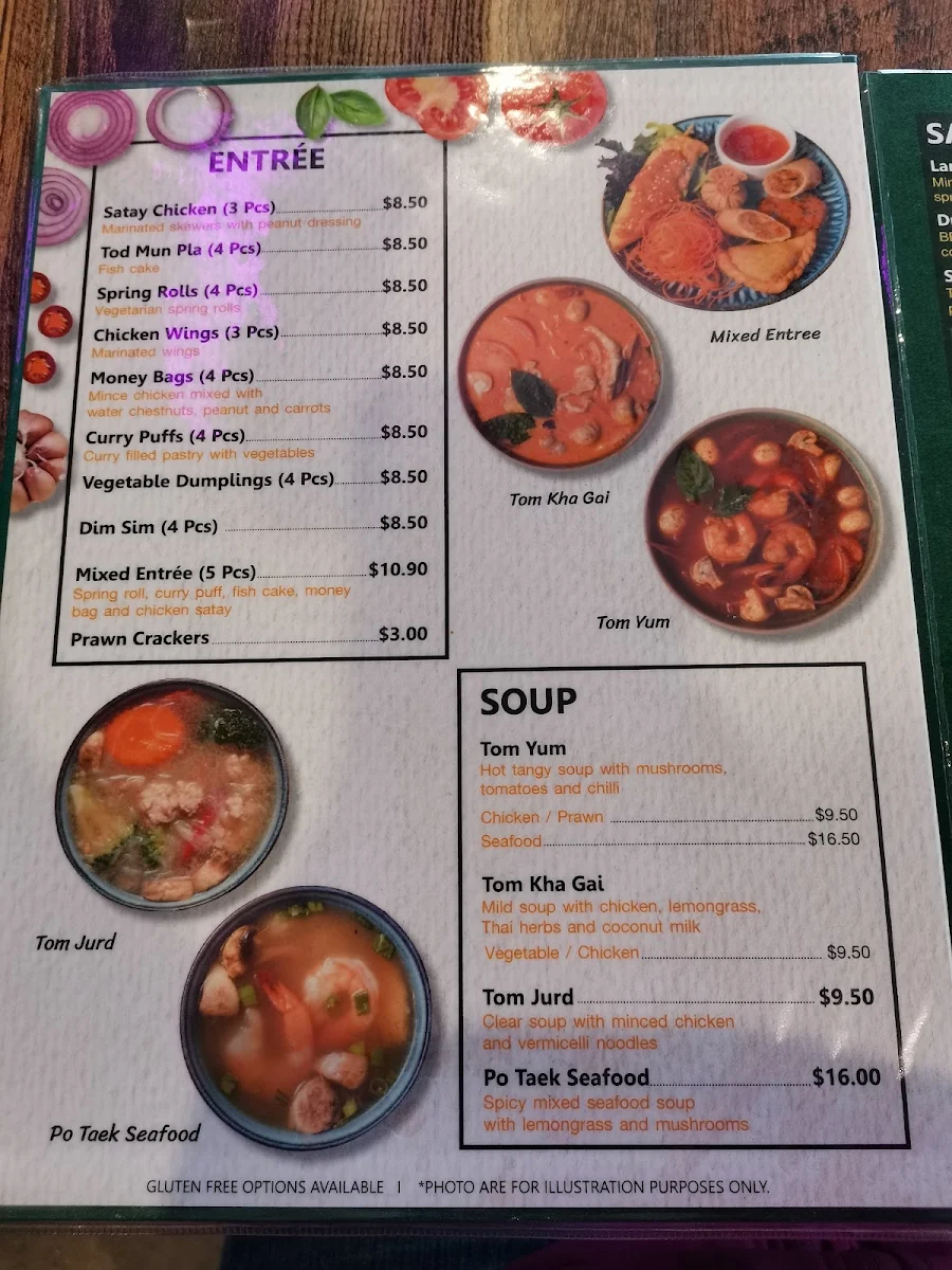 Menu, Urban Thai