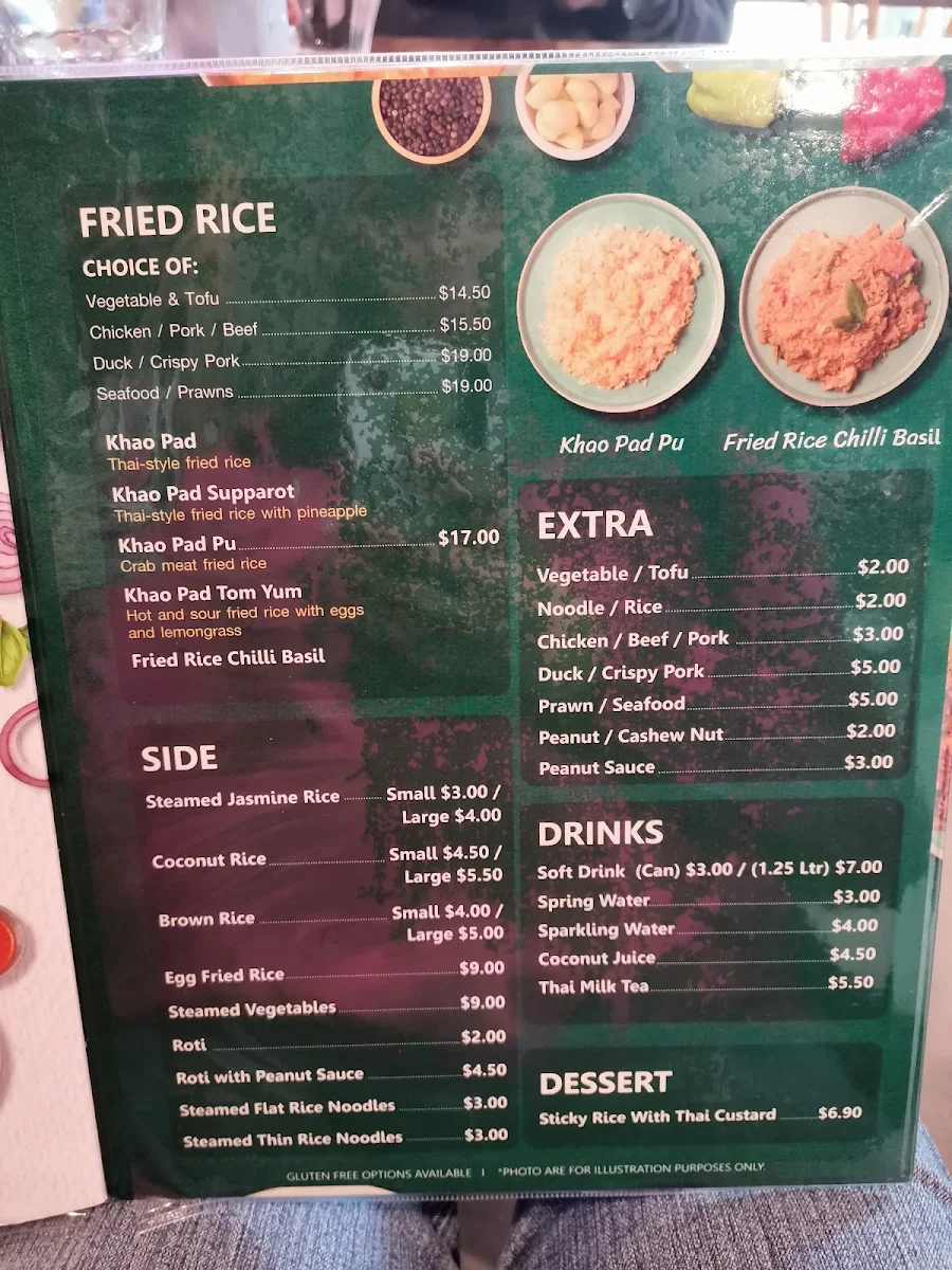 Menu, Urban Thai
