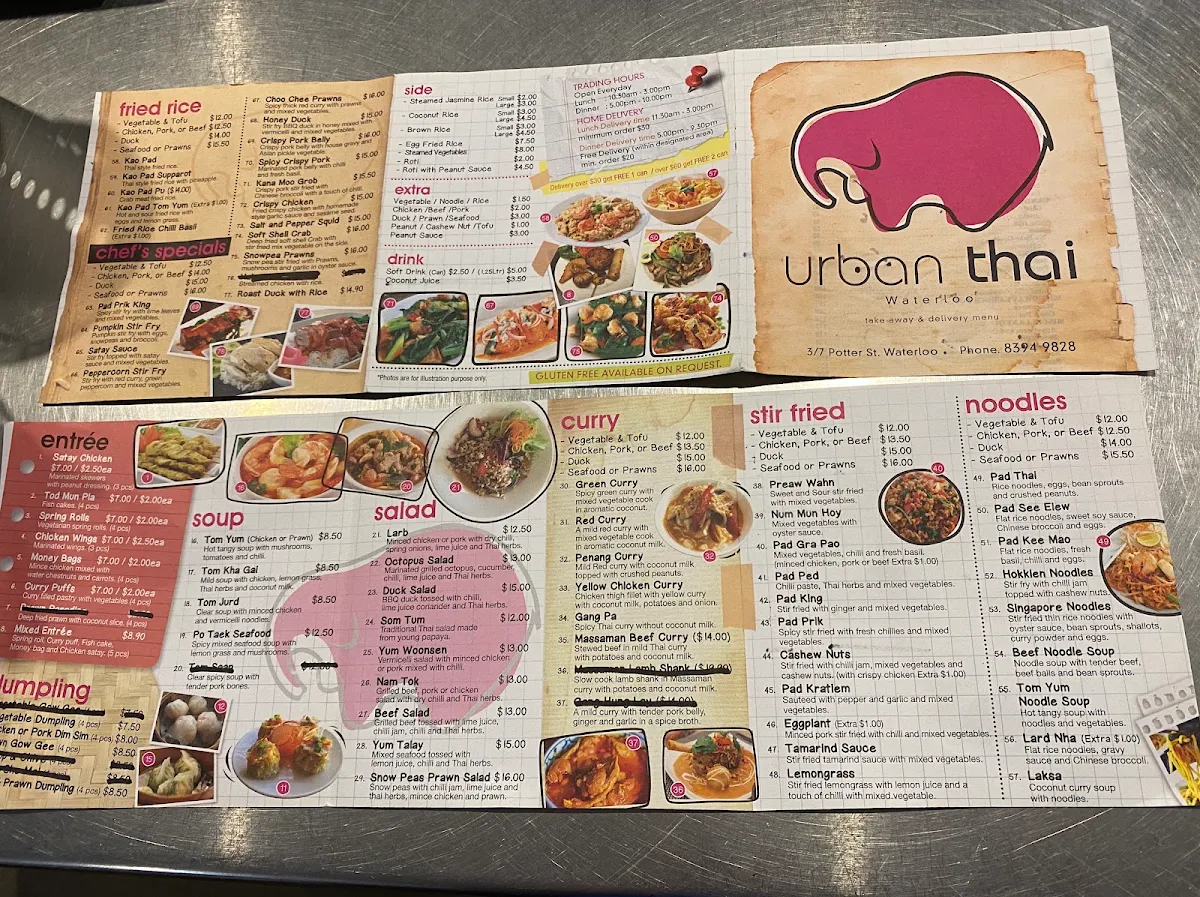 Menu, Urban Thai