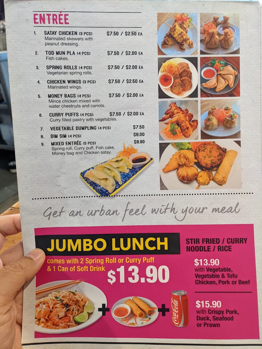 Menu, Urban Thai