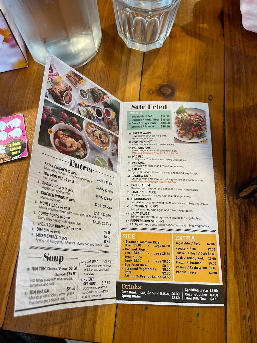 Menu, Urban Thai