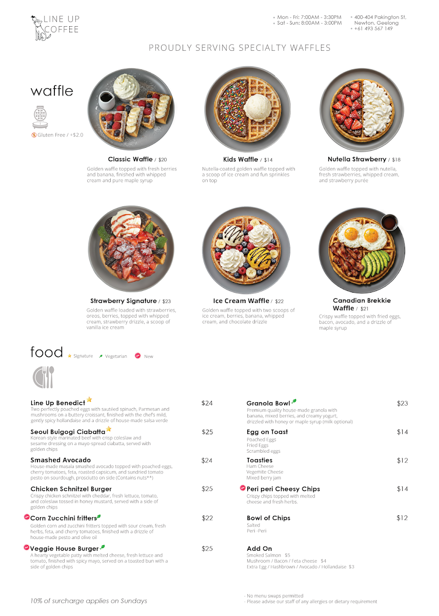 Menu, Line Up Coffee
