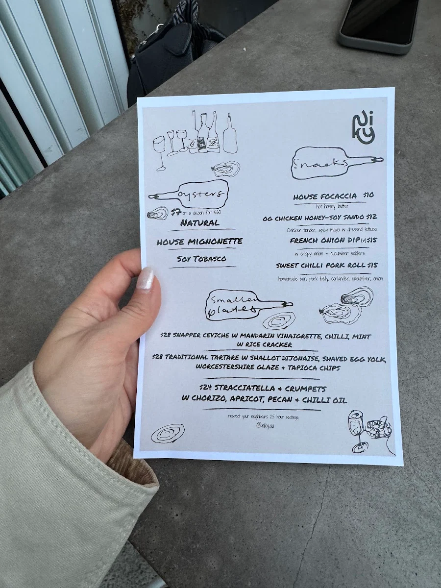 Menu, Niky