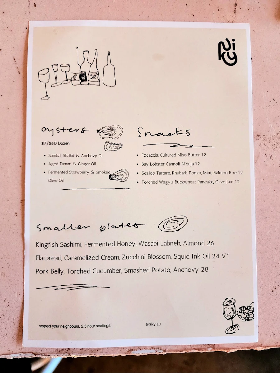 Menu, Niky