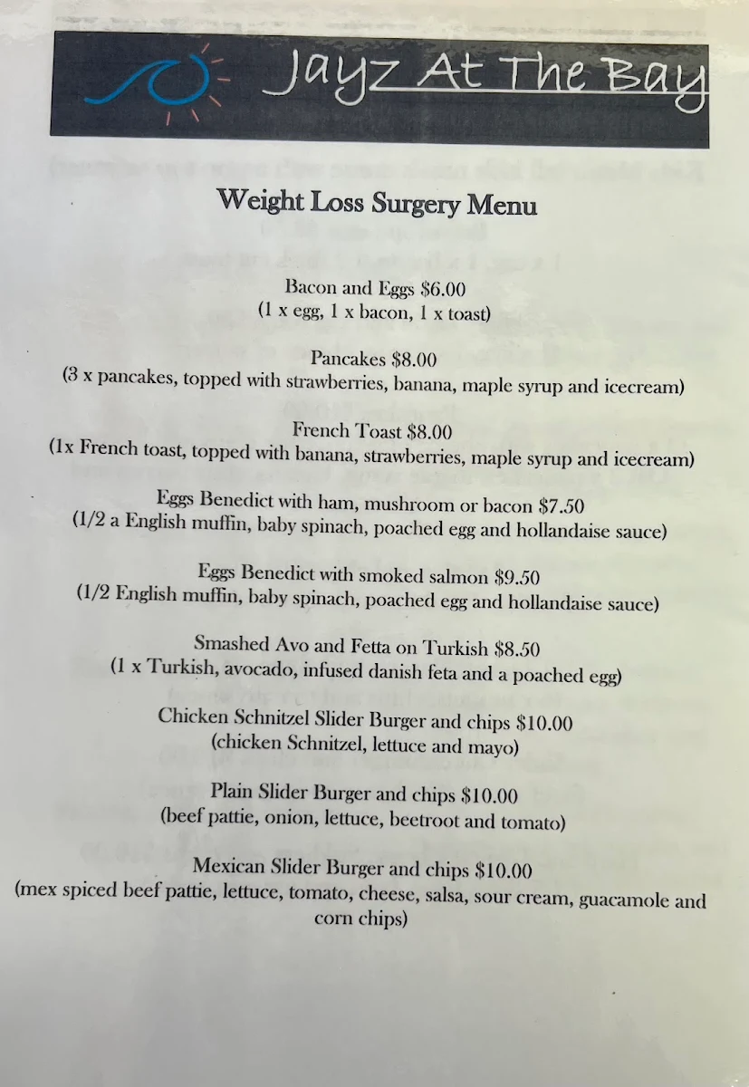 Menu, Beanz At The Bay