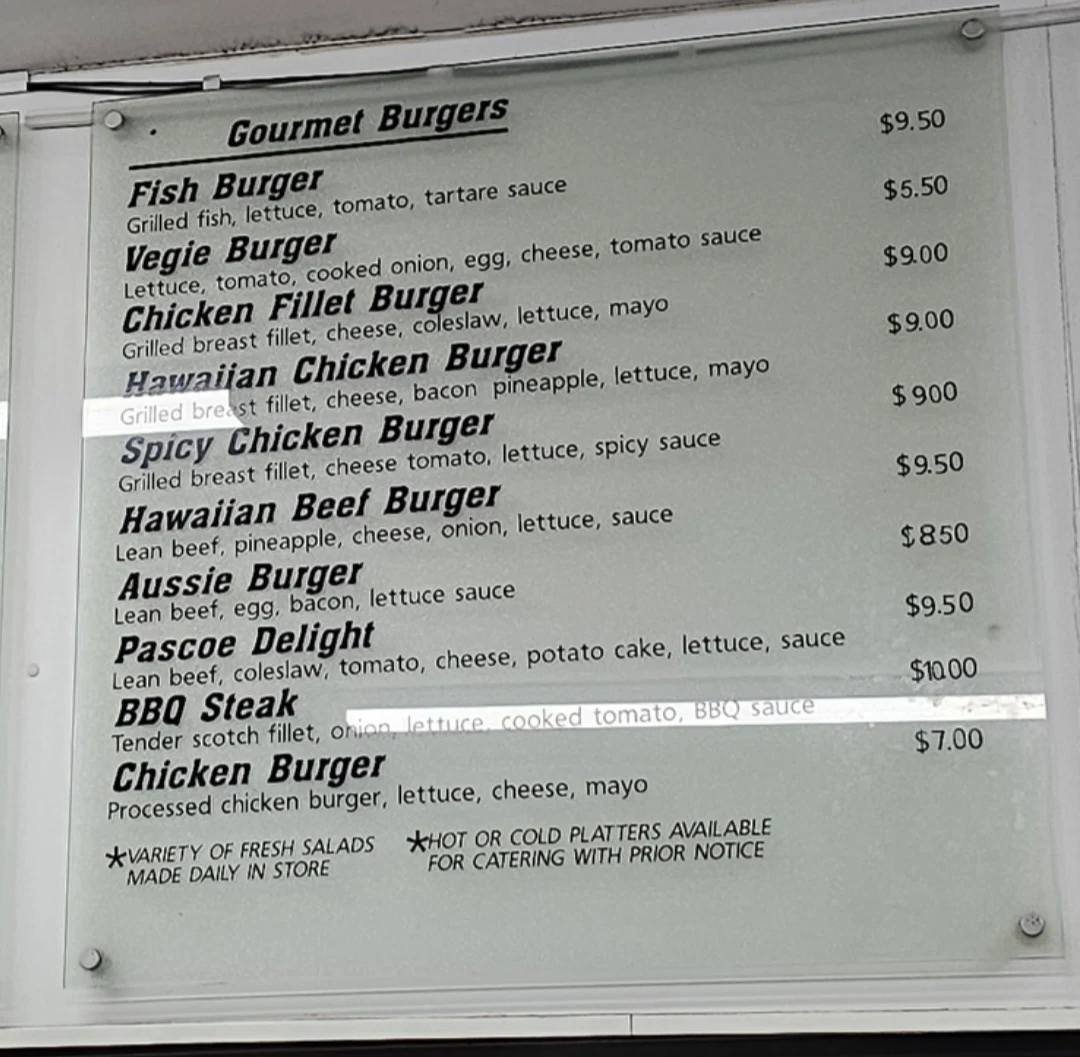 Menu, Pascoe Vale Seafoods