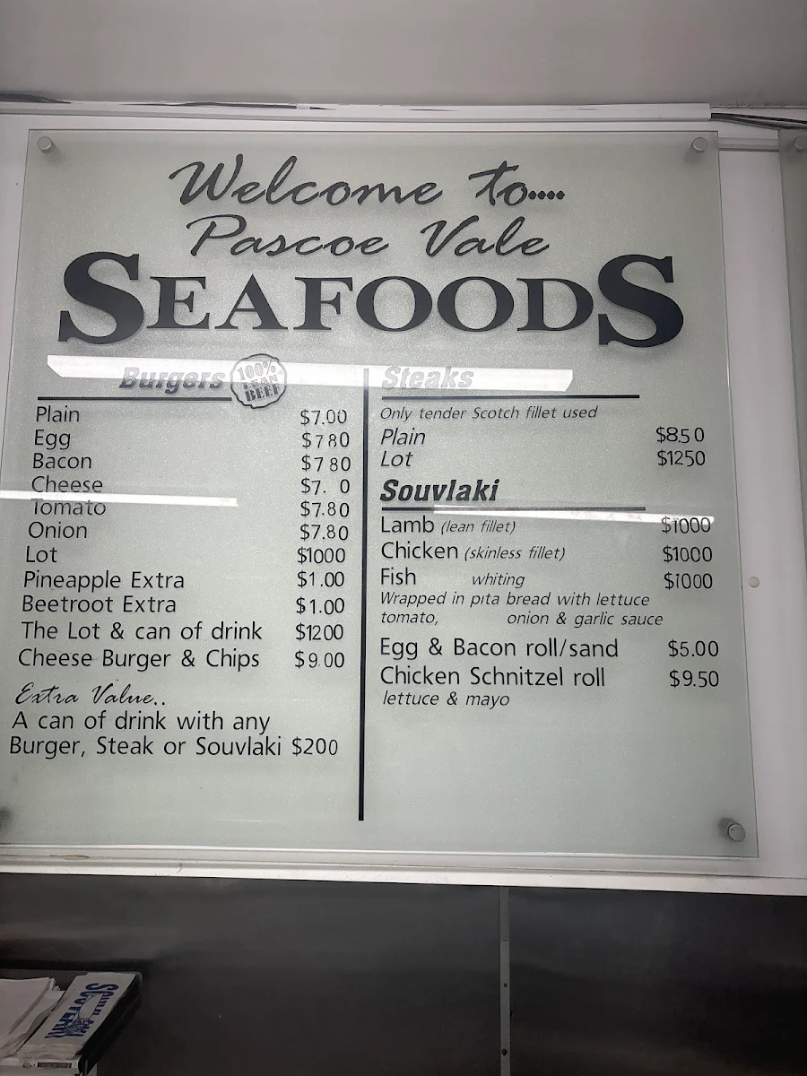 Menu, Pascoe Vale Seafoods