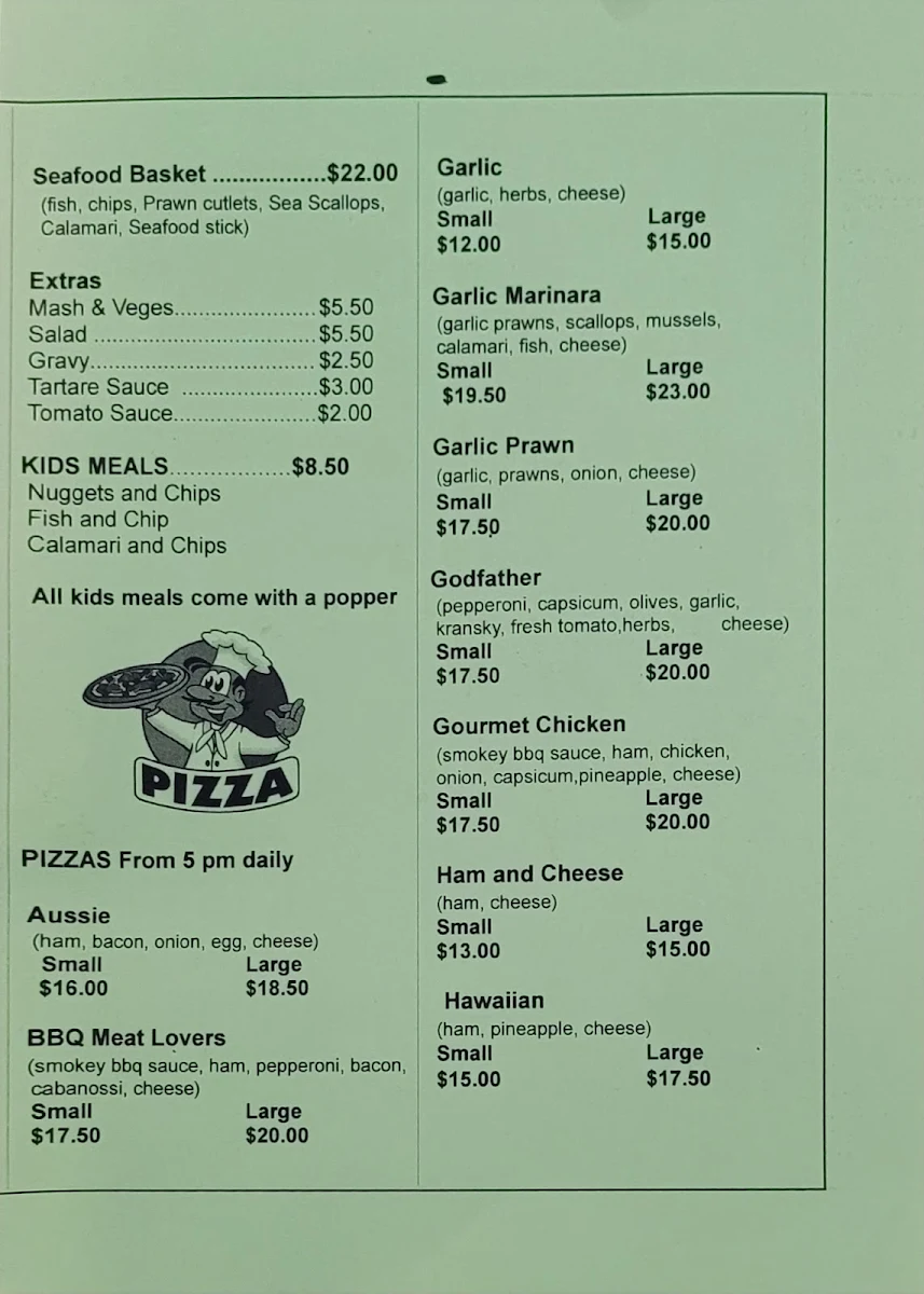 Menu, Newell Beach Takeaway and Cafe