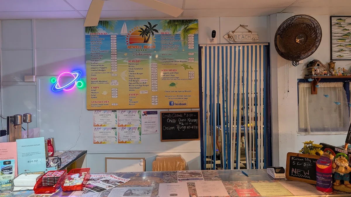 Menu, Newell Beach Takeaway and Cafe