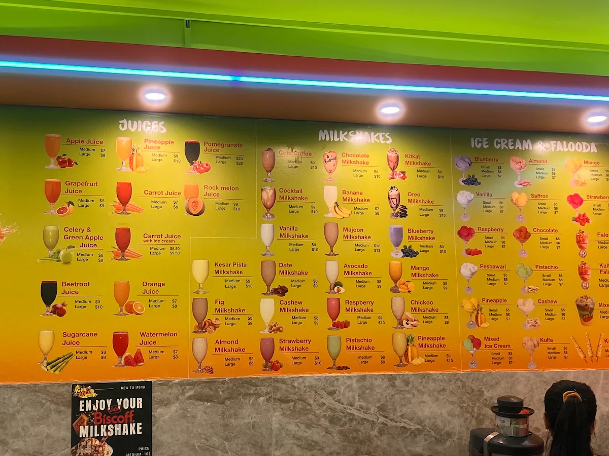 Menu, AGHA JUICE GLENROY