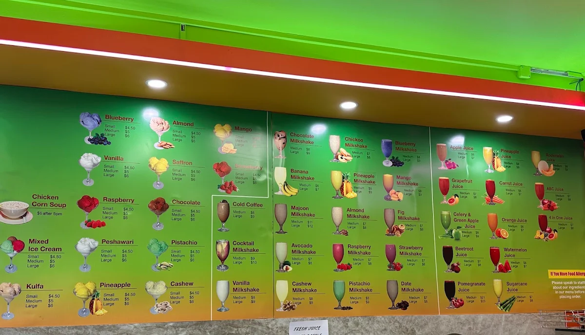 Menu, AGHA JUICE GLENROY