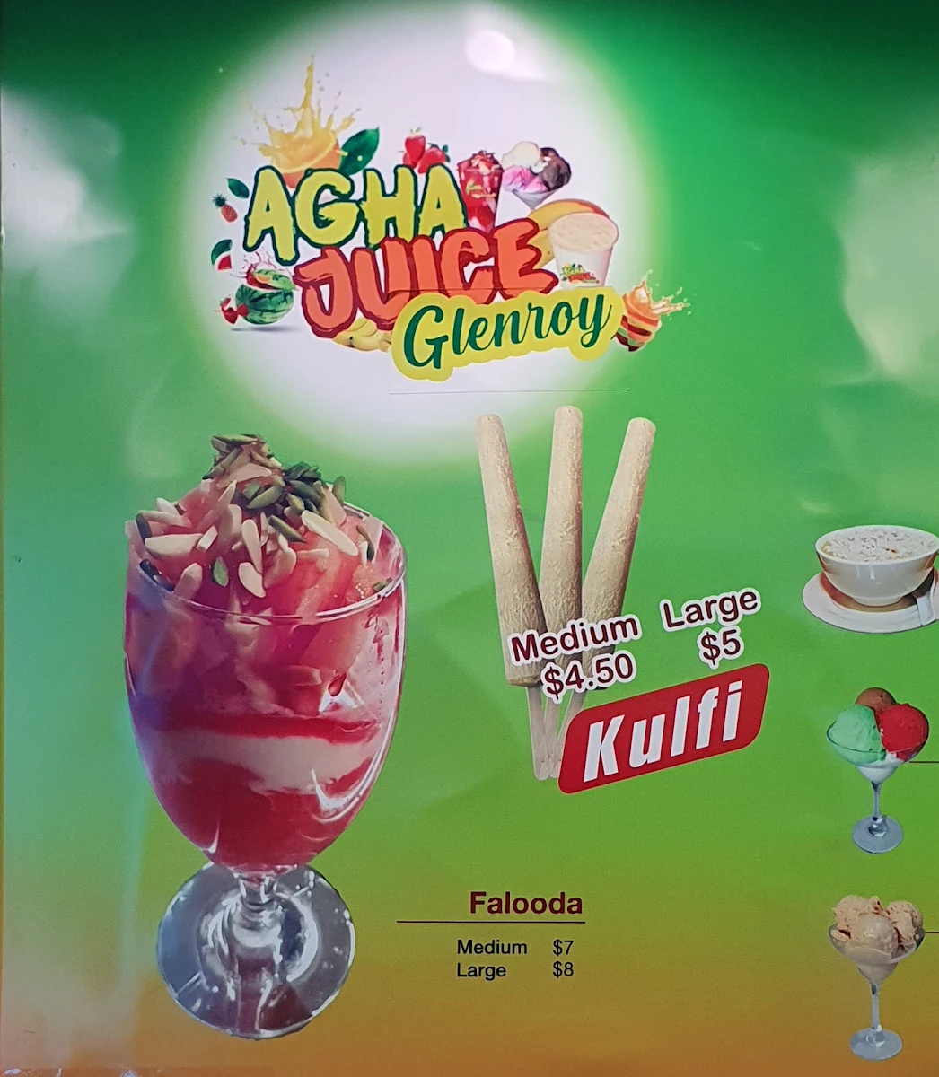 Menu, AGHA JUICE GLENROY