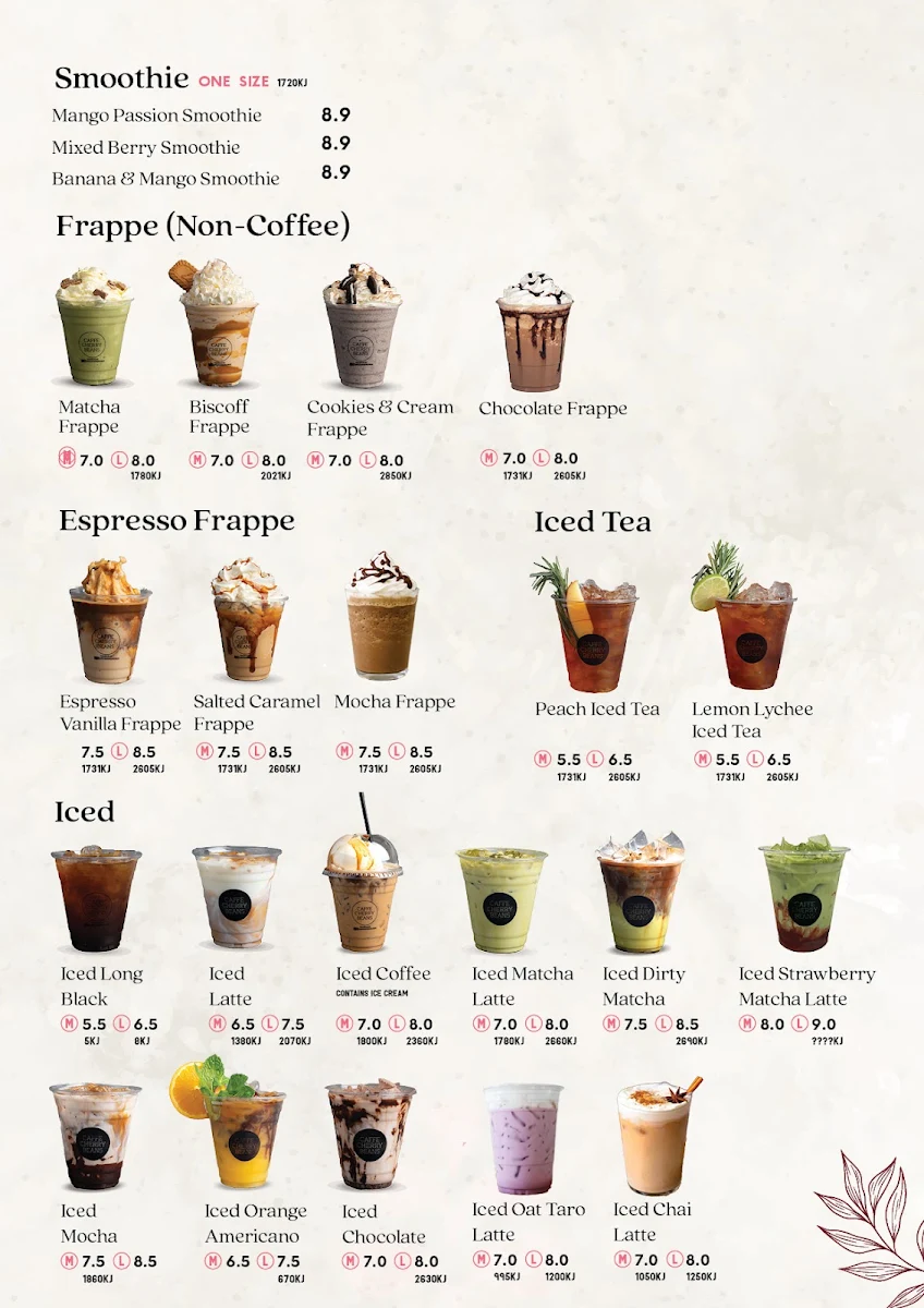 Menu, The Lyli's Cafe