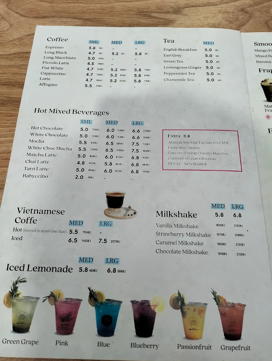 Menu, The Lyli's Cafe