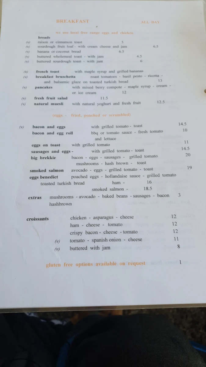 Menu, Casey's Cafe