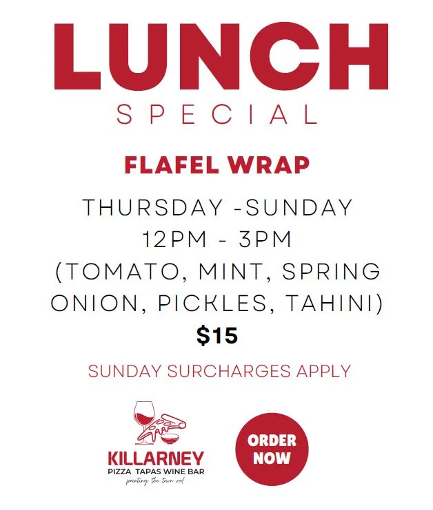 Menu, Killarney Pizza Tapas Wine Bar