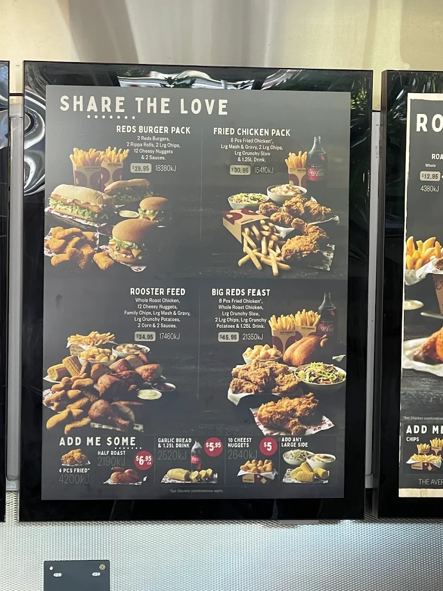 Menu, Red Rooster Wynnum